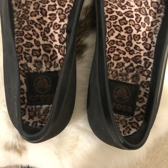 Crocs Lina Black Ballet Shoes w/Leopard Insoles size 7 - Picture 6 of 9